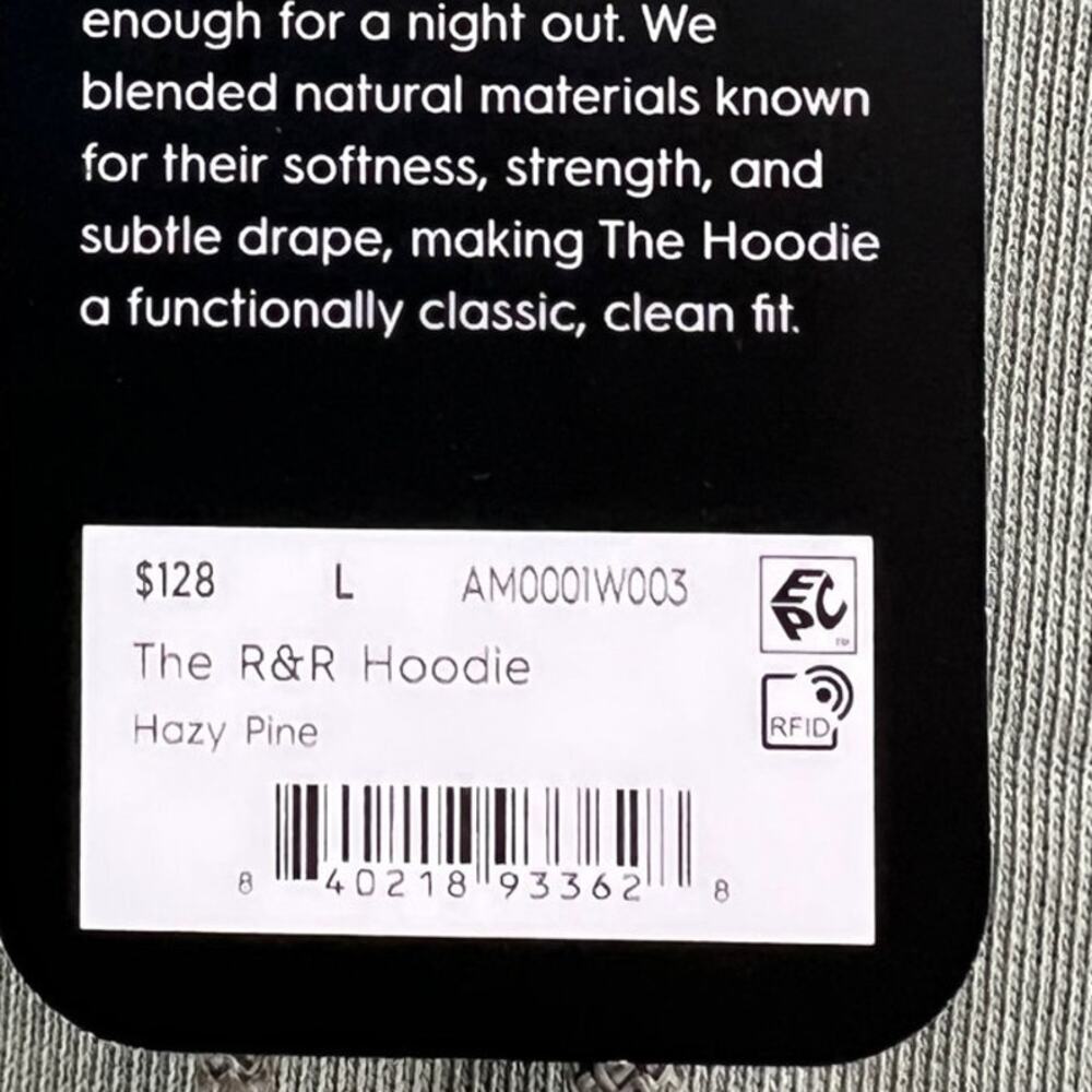 allbirds- R&R Hoodie Sweatshirt-Sweater-Green Hazy Pine-Men Unisex Large-NEW - Picture 5 of 5